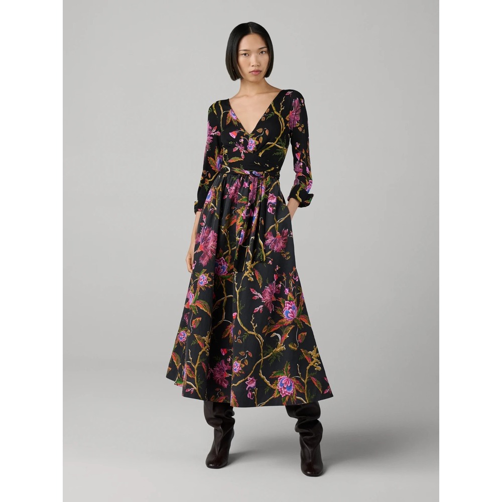 Diane von Furstenberg NWT Ballerina Wrap Dress in Serenissima Black Size XS